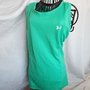 UNDER ARMOUR WOMEN'S GREEN HEATGEAR FITTED RACERBACK TANK SMALL